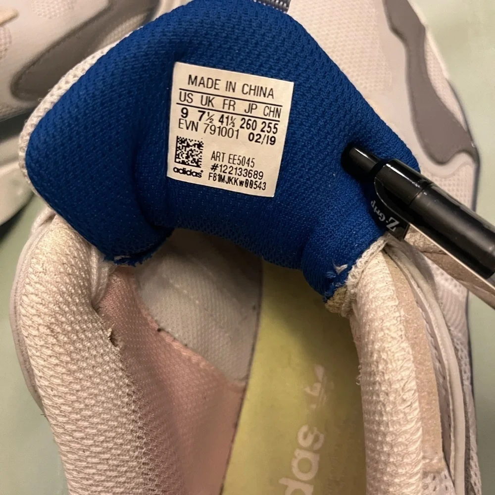 Adidas White and Blue Sneakers size 9